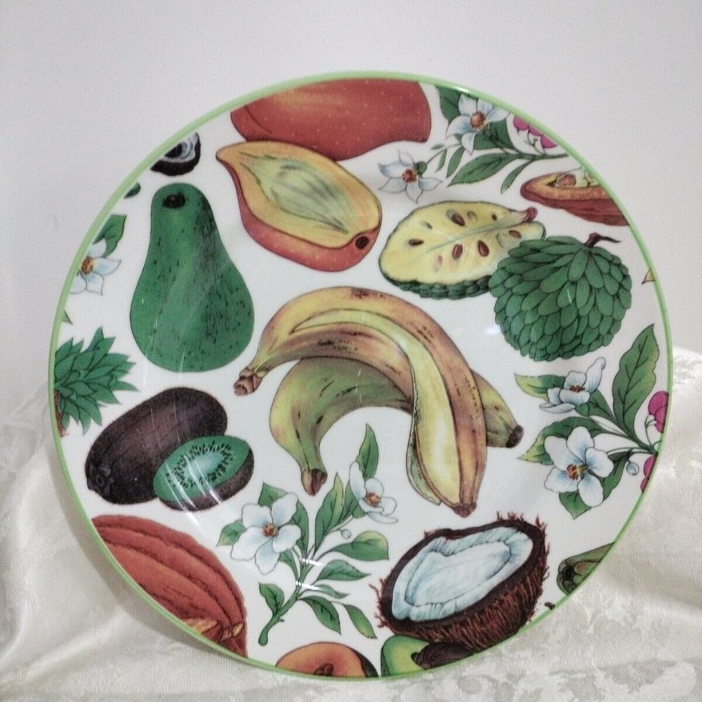 La Primula Ceramic Dinner Plate Tropical Fruit Pattern Made In Italy 10"1/4